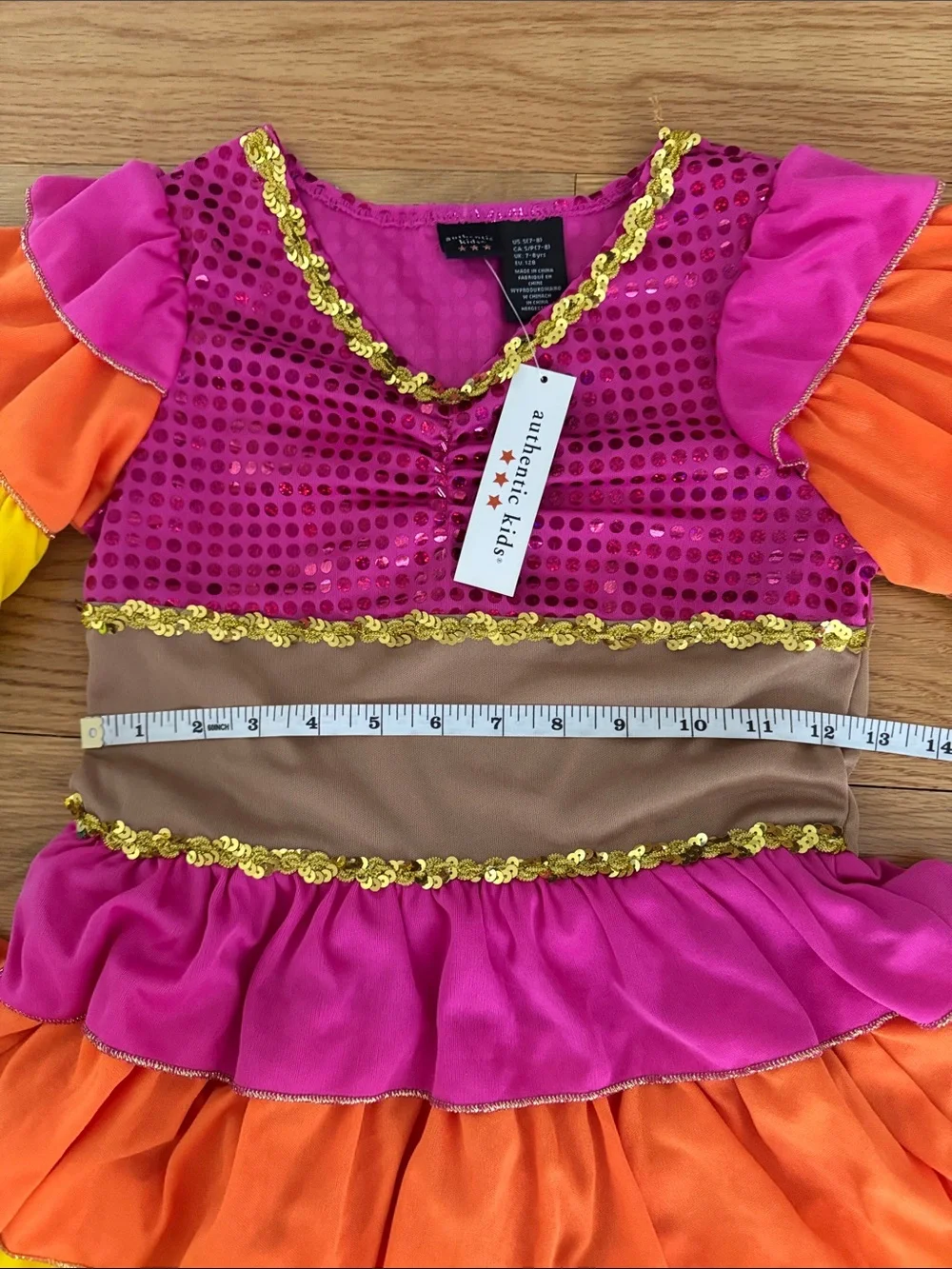 Kids Rainbow Ruffle Costume Dress - Multicolor, 7-8 years, 11-12 years
